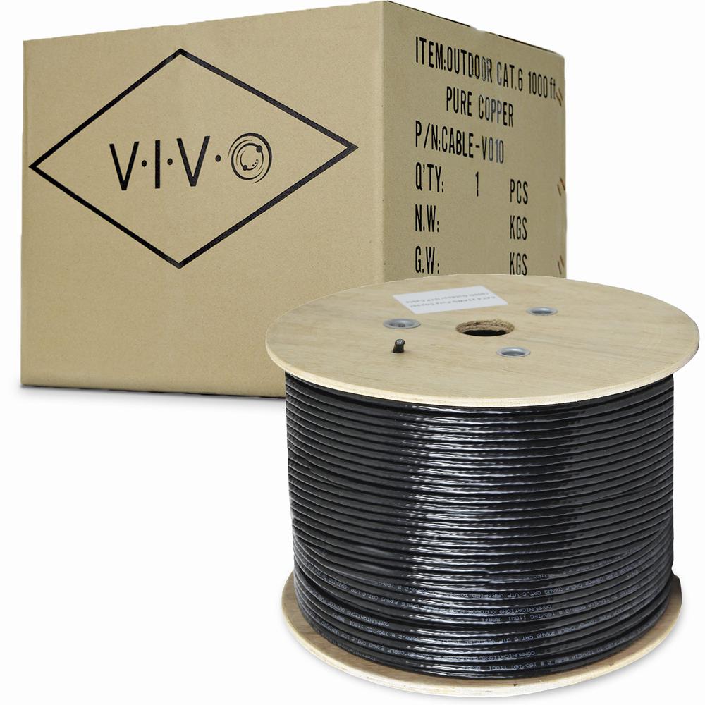 VIVO Black 1,000ft Bulk Cat6, Full Copper Ethernet Cable, 23 AWG, Cat-6 Wire, Waterproof, Outdoor, Direct Burial CABLE-V010. Picture 6