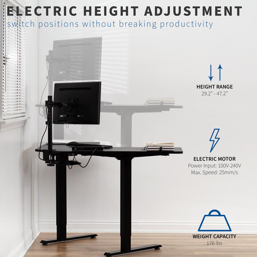 VIVO Electric Height Adjustable 47 x 47 inch Corner Stand Up Desk, Black 3-Piece Table Top, Black Frame, Complete Standing Workstation, DESK-E1L94B. Picture 12