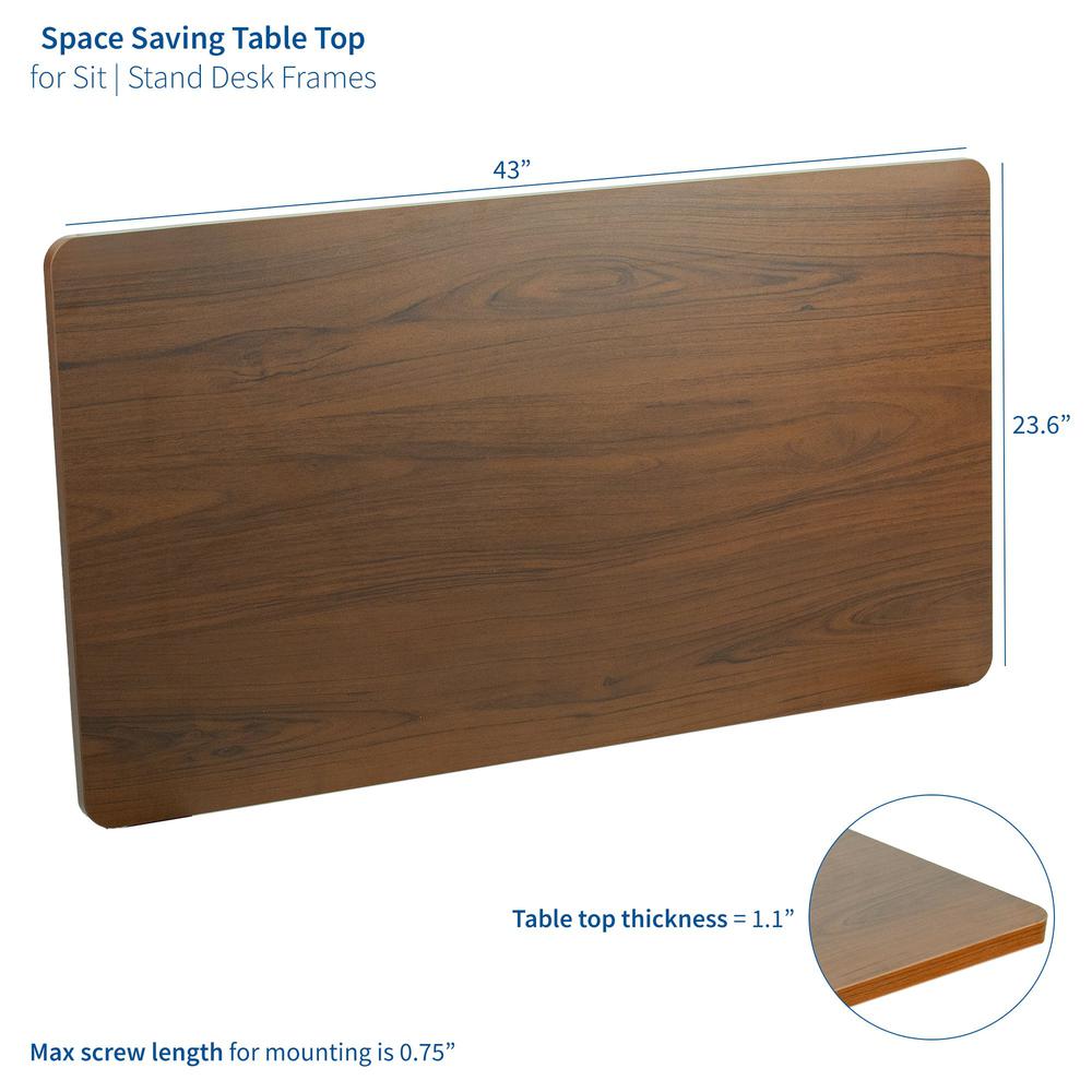 VIVO Dark Walnut 43 x 24 inch Universal Solid One-Piece Table Top for Standard and Sit to Stand Height Adjustable Home and Office Desk Frames, DESK-TOP43D. Picture 13