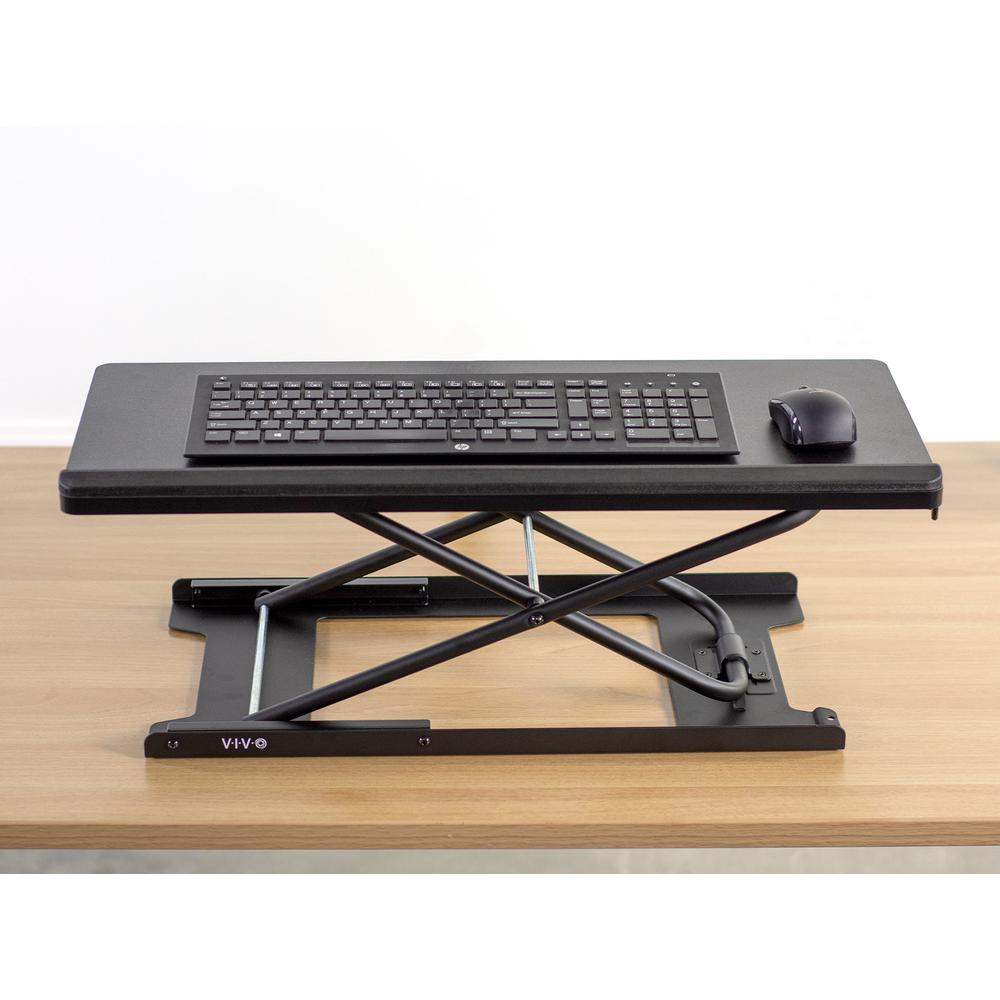 VIVO Black Single Top 27 inch Heavy-Duty Scissors Lift Keyboard and Mouse Riser, Designed for Ergonomic Sit Stand Workstations, DESK-V000P. Picture 19