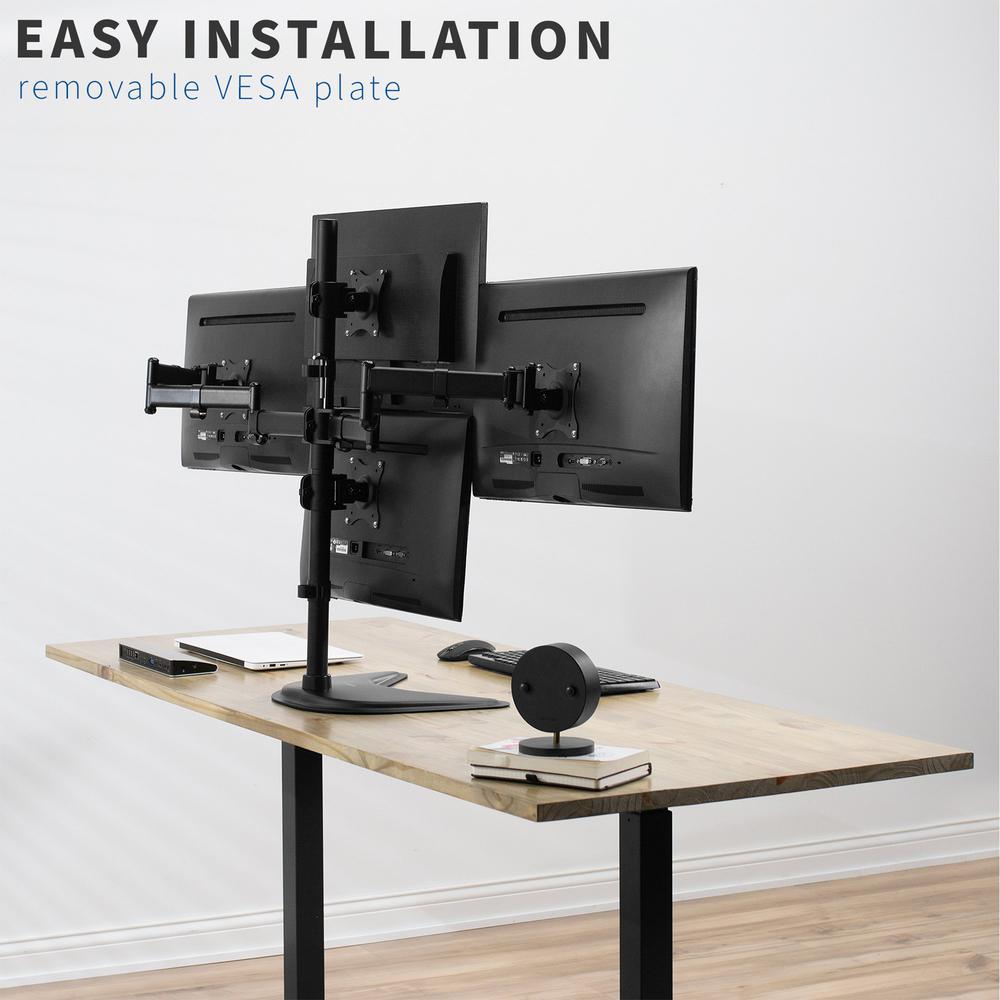 VIVO Quad LCD Monitor Desk Stand Mount, Free-Standing 3 plus 1, Holds 4  Screens up to 24 inches, STAND-V004Z