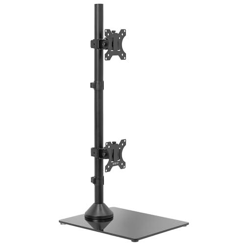 Dual Monitor Desk Stand with Tempered Glass Base, Free-Standing LCD Mount. Picture 1