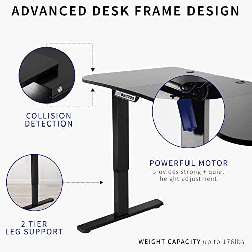 Electric Height Adjustable 63 x 32 inch Stand Up Desk, Black Carbon Fiber. Picture 4