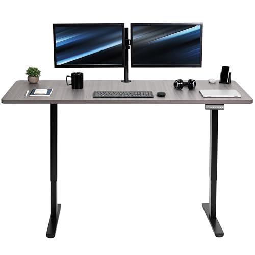 Electric Height Adjustable 71 x 30 in Memory Stand Up Desk, Dark Gray. Picture 1