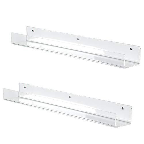 Dual Acrylic 24 inch Floating Bookshelves for Wall Display. Picture 1