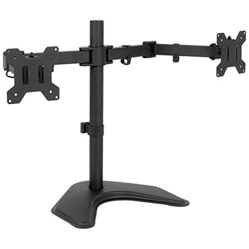 Full Motion Dual Monitor Free-Standing Desk Stand VESA Mount, Double Joints. Picture 1