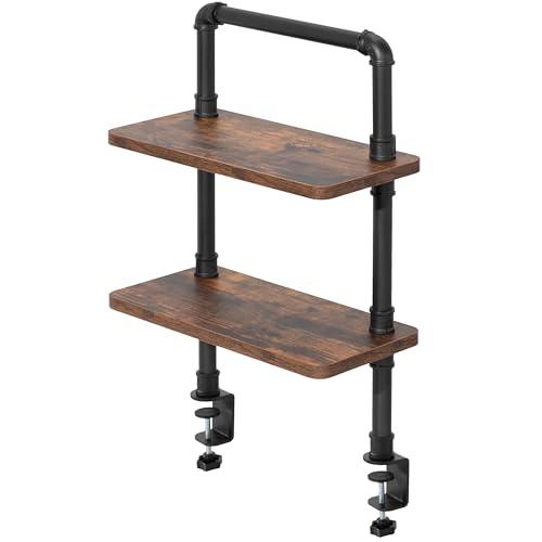 Clamp-on Premium 16 inch Industrial Pipe 2-Tier Tabletop Shelving, Heavy Duty. Picture 1