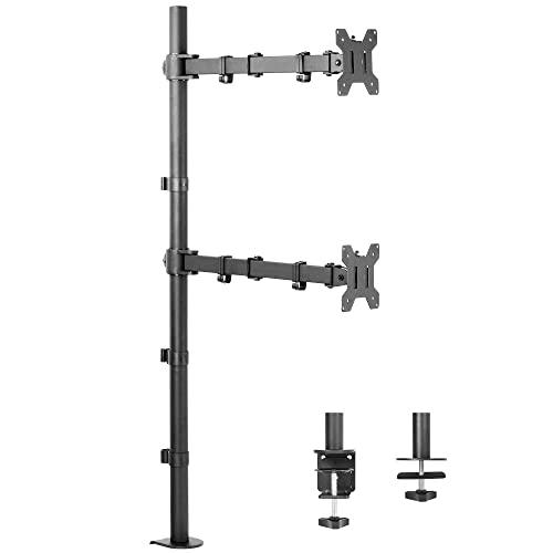 Extra Tall Vertically Stacked Dual Monitor Desk Mount Stand with 99 cm Pole. Picture 1
