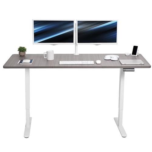 Electric Height Adjustable 71 x 30 inch Memory Stand Up Desk, Dark Gray. Picture 1