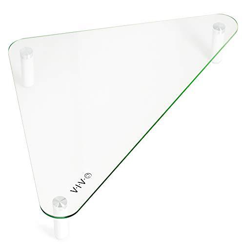 Glass Ergonomic Tabletop Riser, Triangle Desktop Universal Corner Stand. Picture 1