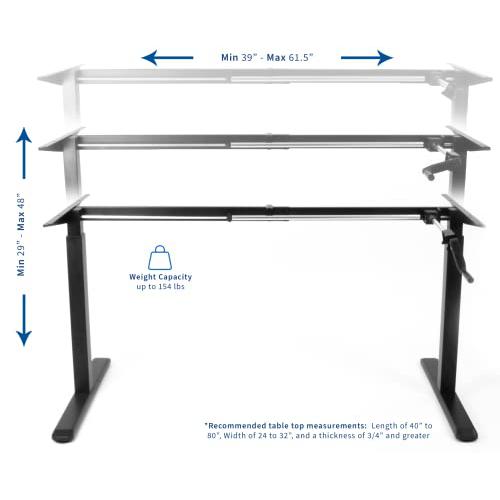 Black Manual Height Adjustable Stand Up Desk Frame. Picture 3