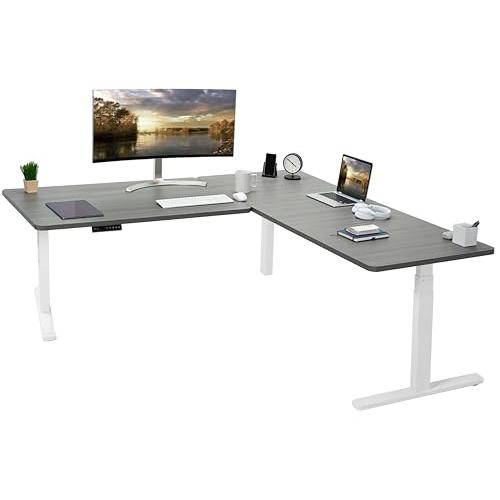 Electric Height Adjustable 77 x 71 inch Corner Stand Up Desk. Picture 1