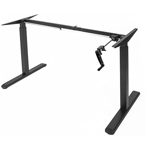Black Manual Height Adjustable Stand Up Desk Frame. Picture 1