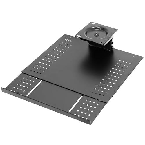 Black Sliding 15 x 12 inch Tray, Adjustable Platform Mounted Under Desk. Picture 1