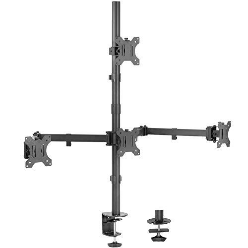 Quad 13 to 24 inch LCD Monitor Clamp-on Desk Mount, 3 Plus 1. Picture 1