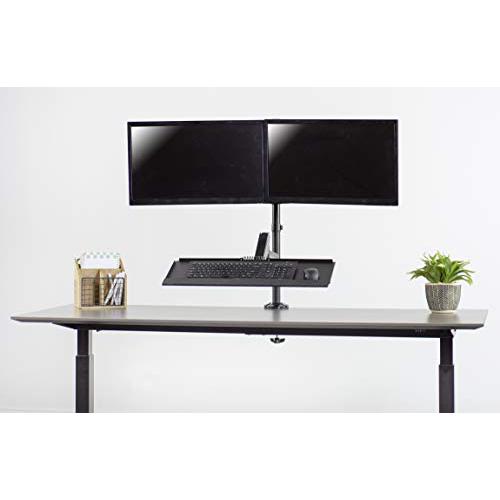 Black Dual Monitor Sit-Stand Height Adjustable Workstation. Picture 6