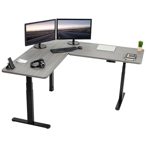 Electric Height Adjustable 67 x 60 inch Corner Stand Up Desk. Picture 1