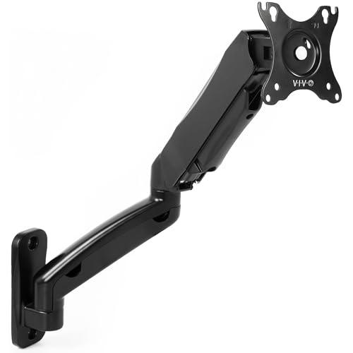 Height Adjustable Pneumatic Extended Arm Single Monitor Wall Mount. Picture 1