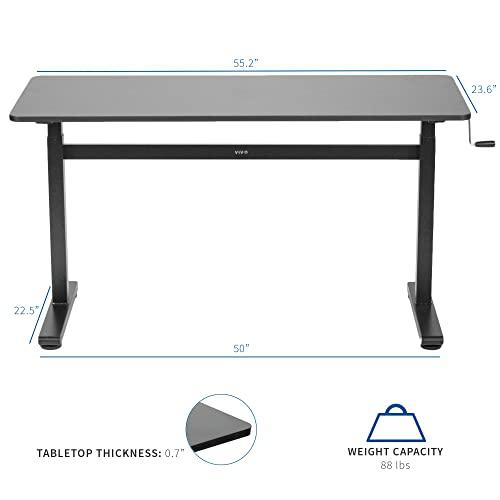 Height Adjustable 55 x 24 inch Standing Desk, Hand Crank Sit Stand Workstation. Picture 5