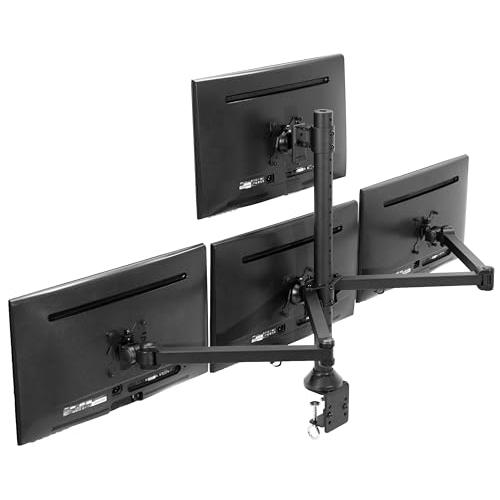 Steel Quad LED LCD Computer Monitor Heavy Duty Desk Mount, 3 Plus 1. Picture 1