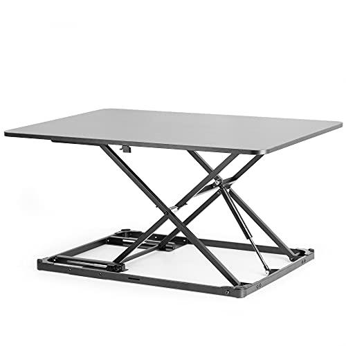 Black Ultra-Slim Single Top Height Adjustable 31 inch Standing Desk Converter. Picture 1