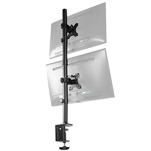 Dual LCD Monitor Desk Mount Stand Heavy Duty Stacked, Holds Vertical 2 Screens. Picture 1