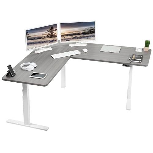 Electric Height Adjustable 67 x 60 inch Corner Stand Up Desk. Picture 1