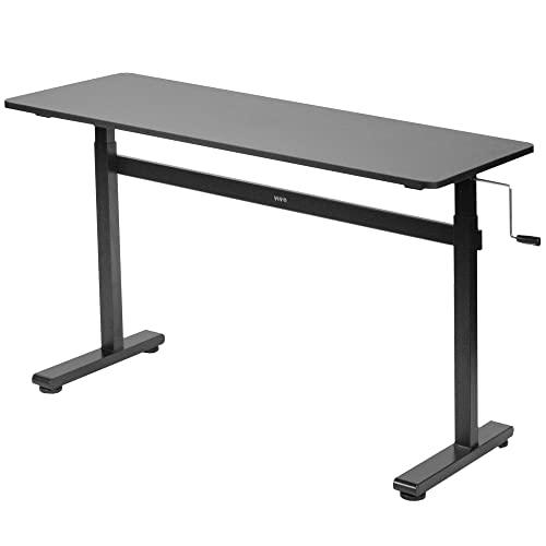 Height Adjustable 55 x 24 inch Standing Desk, Hand Crank Sit Stand Workstation. Picture 1