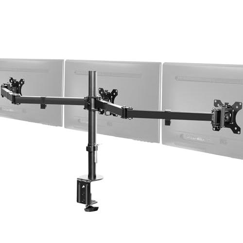 Triple Monitor Adjustable Desk Mount, Articulating Tri Stand, Holds 3 Screens. Picture 1