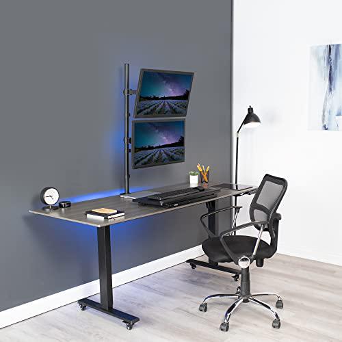 Extra Tall Vertically Stacked Dual Monitor Desk Mount Stand with 99 cm Pole. Picture 9