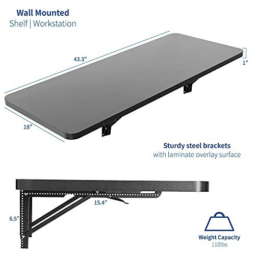 Wall Mounted Folding 43 inch Workbench, Fold Away Table Workstation Shelf. Picture 2