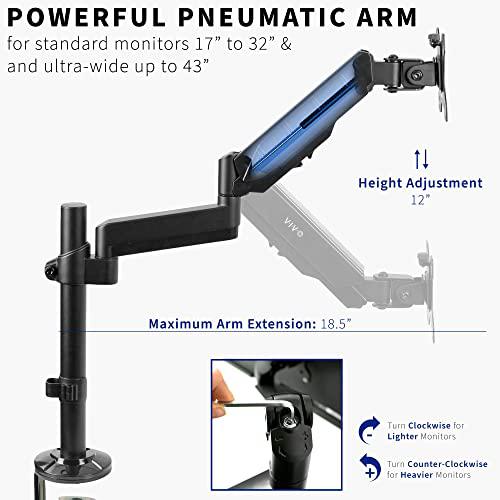 Heavy Duty Articulating Single Pneumatic Spring Arm Desk Mount Stand. Picture 4