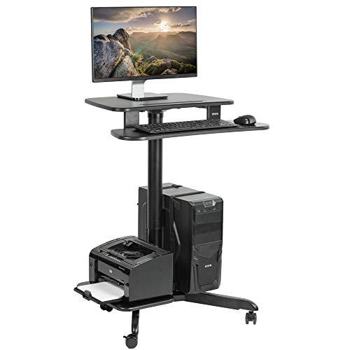 Rolling Dual Tier 24 inch Sit to Stand Mobile Computer Workstation. Picture 1