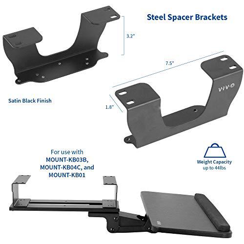 Steel Dual Spacer Brackets for Under Desk Keyboard and Mouse Slider Tray. Picture 2