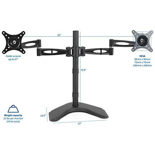Dual LCD Monitor Free Standing Desk Mount, Heavy Duty Fully Adjustable Stand. Picture 2