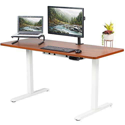 Electric Height Adjustable 60 x 24 inch Memory Stand Up Desk, Dark Walnut. Picture 1