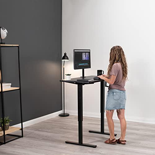 Manual Height Adjustable 43 x 24 inch Stand Up Desk, Light Wood. Picture 9