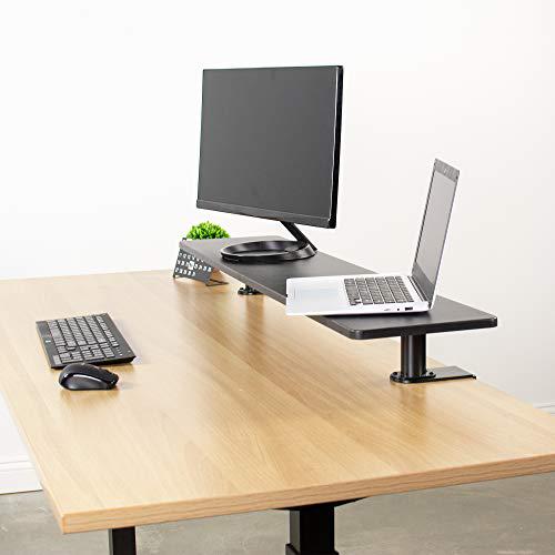 Black Clamp-on Extra Large 46 inch Ergonomic Desk Shelf, Multi Screen Computer. Picture 7