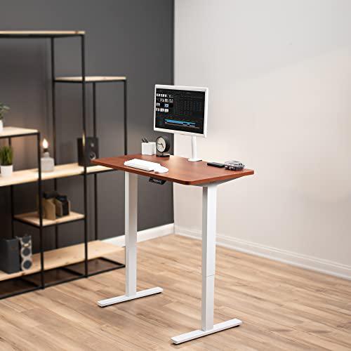 Electric Height Adjustable 43 x 24 inch Memory Stand Up Desk, Dark Walnut. Picture 2