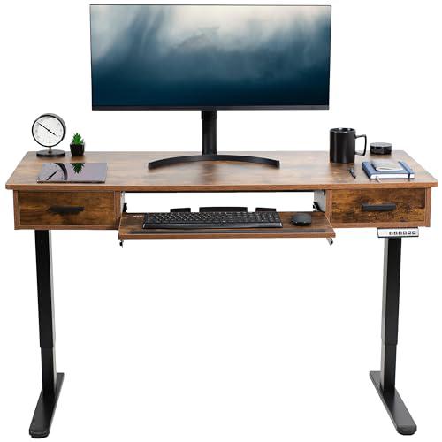Electric Height Adjustable 55 x 24 inch Memory Stand Up Desk with Rear-Set Legs. Picture 1