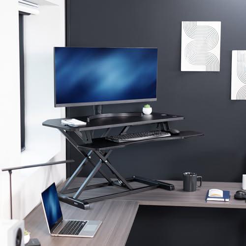 38 inch Corner Desk Converter, K Series, Height Adjustable Sit to Stand Riser. Picture 2