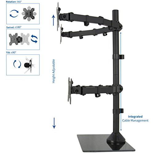Black Adjustable Quad Monitor Desk Stand Mount, Free Standing. Picture 3