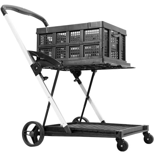 Life Finds Fold-up Rolling Shopping Cart with Removable Basket, Collapsible Cart. Picture 1