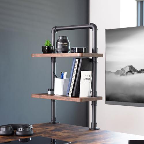 Clamp-on Premium 16 inch Industrial Pipe 2-Tier Tabletop Shelving, Heavy Duty. Picture 2