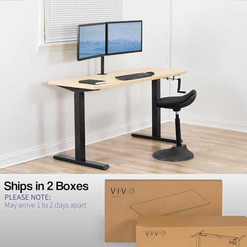 Manual Height Adjustable 60 x 24 inch Stand Up Desk, Light Wood. Picture 5
