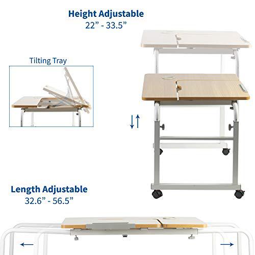 Height and Length Adjustable Mobile Desk for Kids and Adults, Tilting Table Top. Picture 4