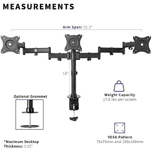 Triple Monitor Adjustable Heavy Duty Mount, Articulating Stand for 3 LCD Screens. Picture 4