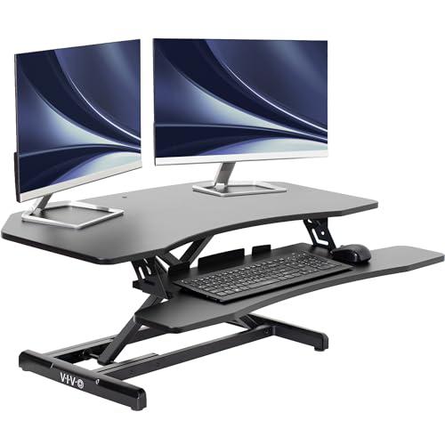 Corner Height Adjustable 37 inch Standing Desk Converter. Picture 1