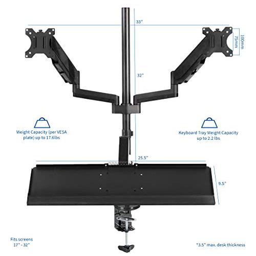 Black Dual Monitor Sit-Stand Height Adjustable Workstation. Picture 2