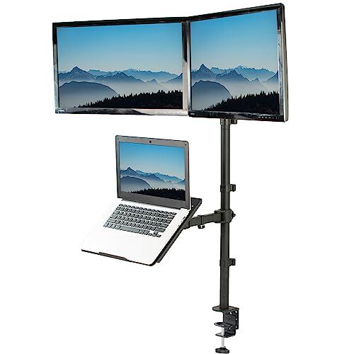 Laptop and Dual 13 to 27 inch LCD Monitor Stand up Desk Mount, Extra Tall. Picture 1